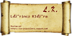 Lőrincz Klára névjegykártya