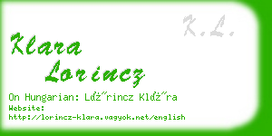 klara lorincz business card